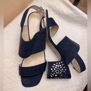 Adrienne Vittadini Navy Heels with Cutout Design